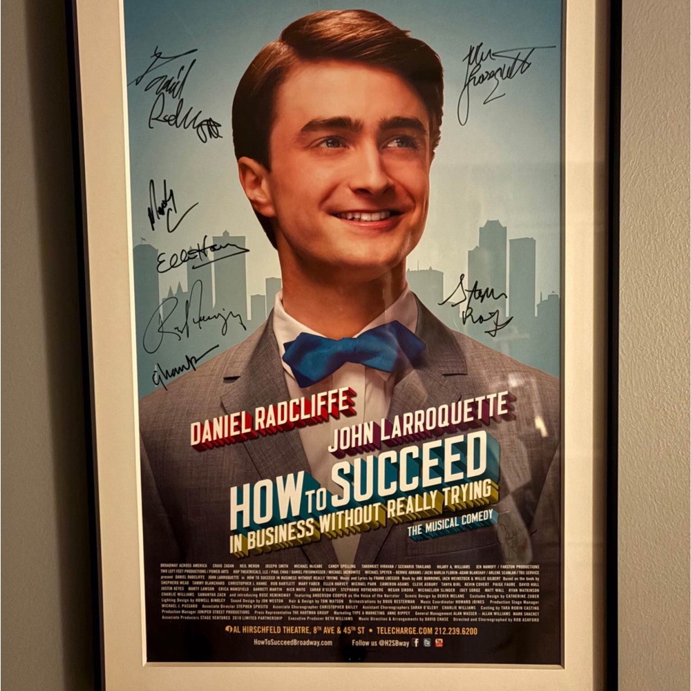 Daniel Radcliffe How To Succeed in Business Official Broadway Signed Windowcard